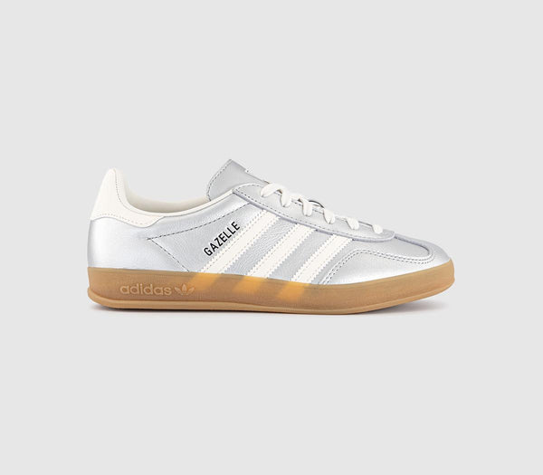 adidas Gazelle Indoor Trainers Silver Metallic White Black