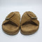 Womens OFFICE Sia Cross Over Buckle Footbed Sliders Tan Suede UK Size 5