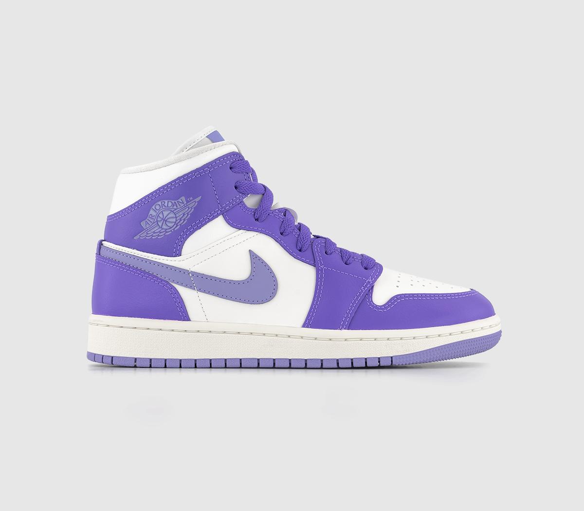 Womens Nike Air Jordan 1 Mid Action Grape Sly Light Purple Sail Uk Size 5