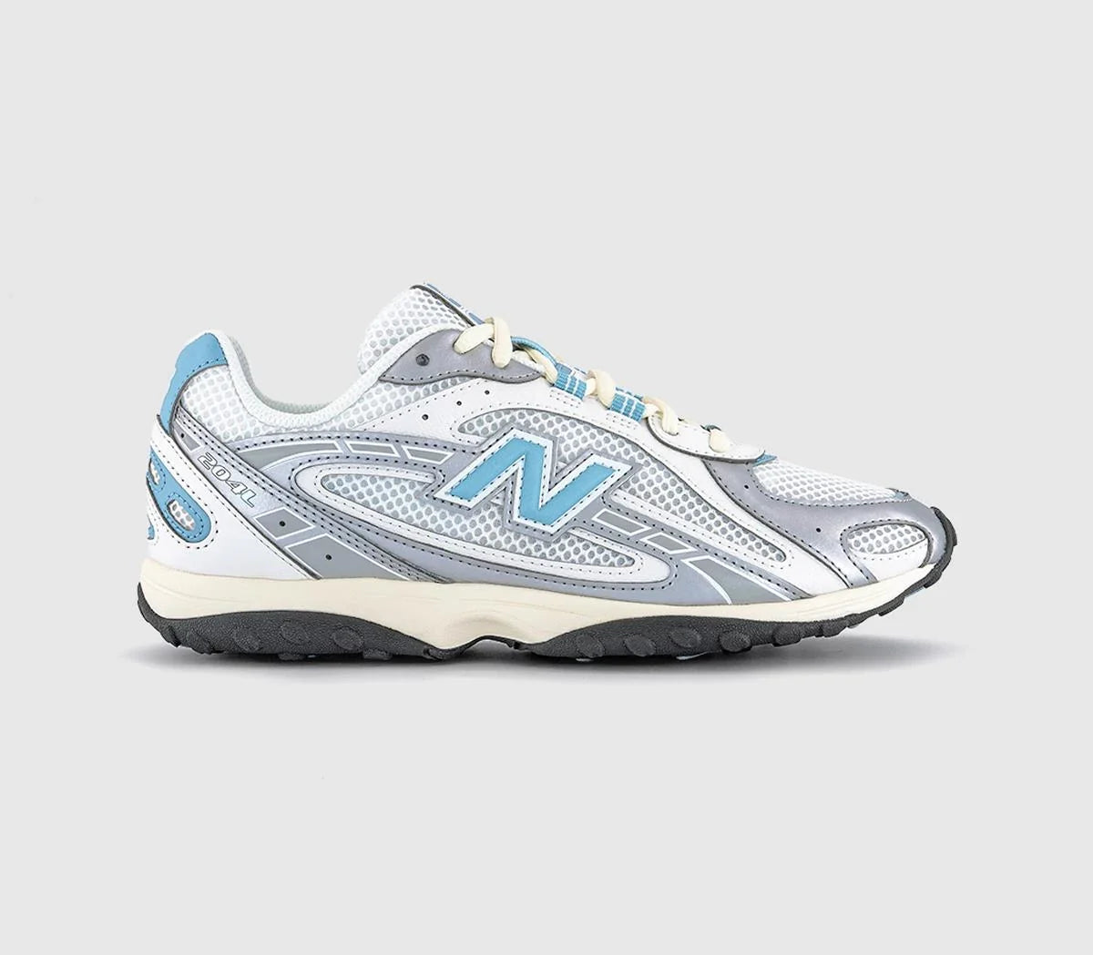 New Balance 204L Trainers Silver Metallic Off White Blue UK Size 5