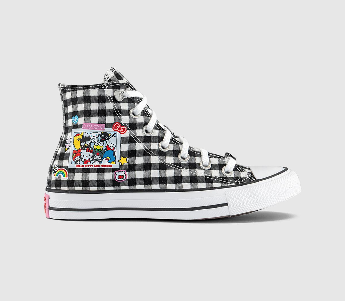 Converse All Star Hi Trainers Hello Kitty Black White Pink