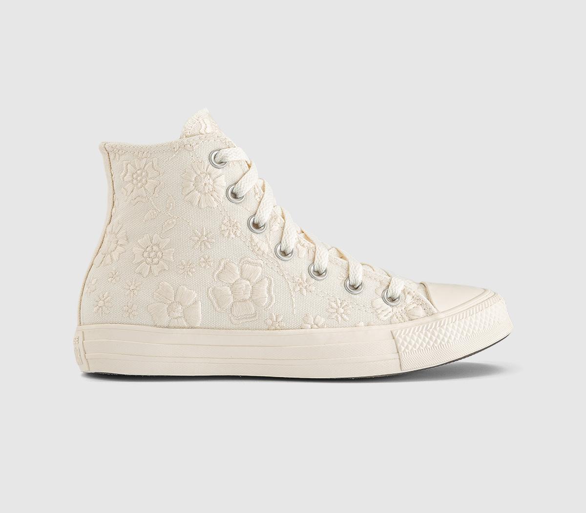 Converse All Star Hi Trainers Egret Black Egret Flower