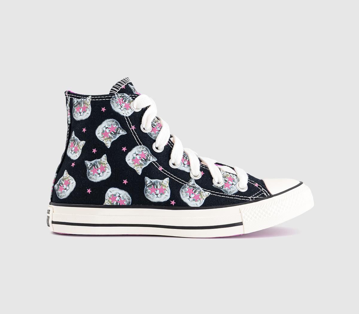 Converse All Star Hi Trainers Cat Black Shocking Orchid Egret