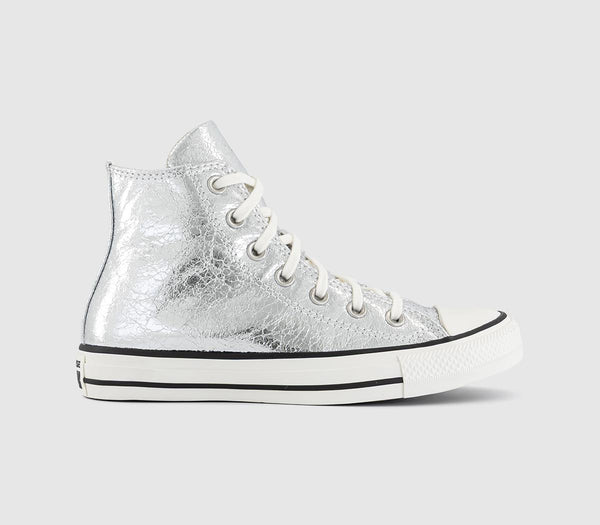 Converse All Star Hi Trainers Metallic Silver Vintage White Black