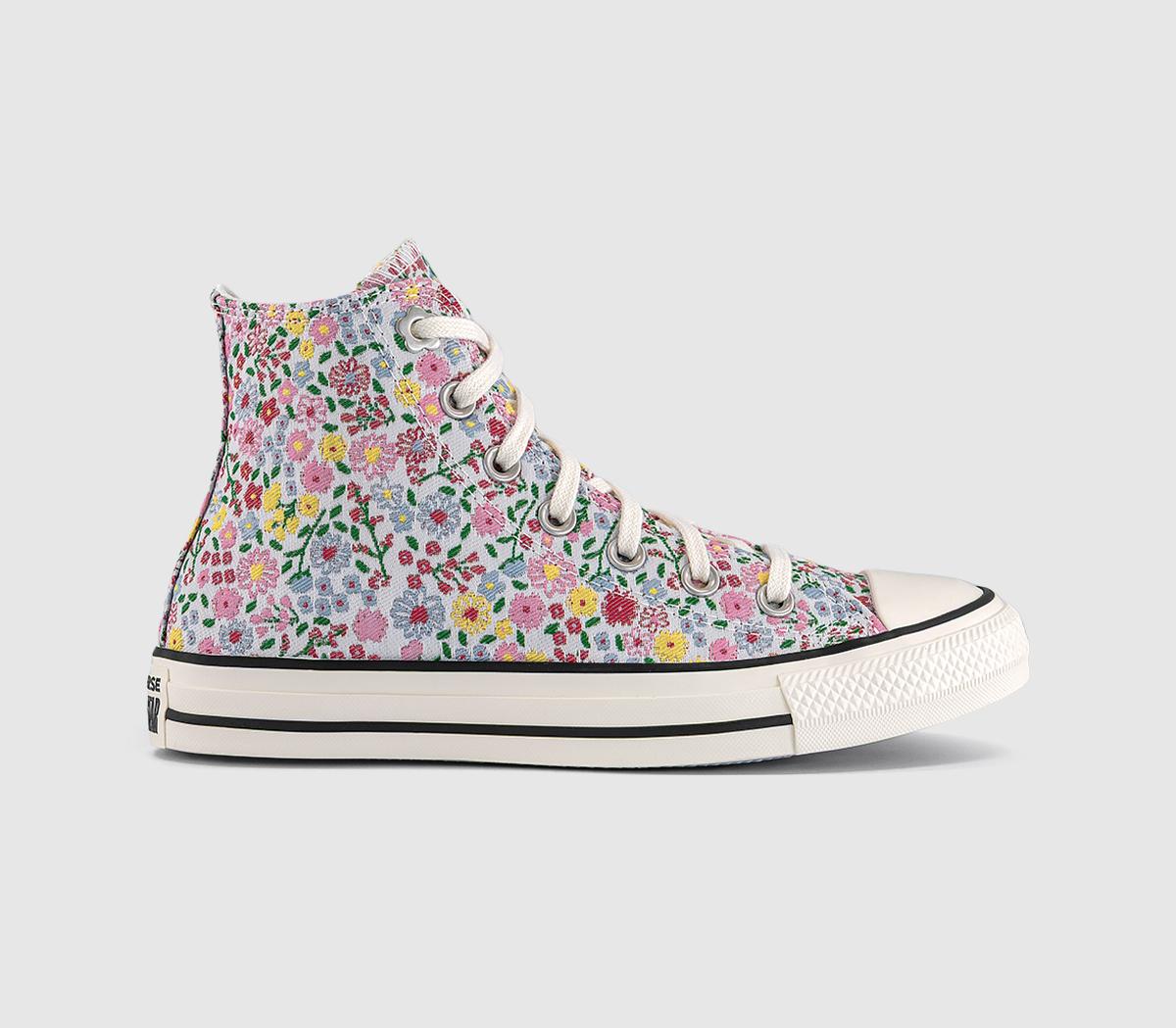 Converse All Star Hi Trainers Floral Egret Egret Cherry Balm
