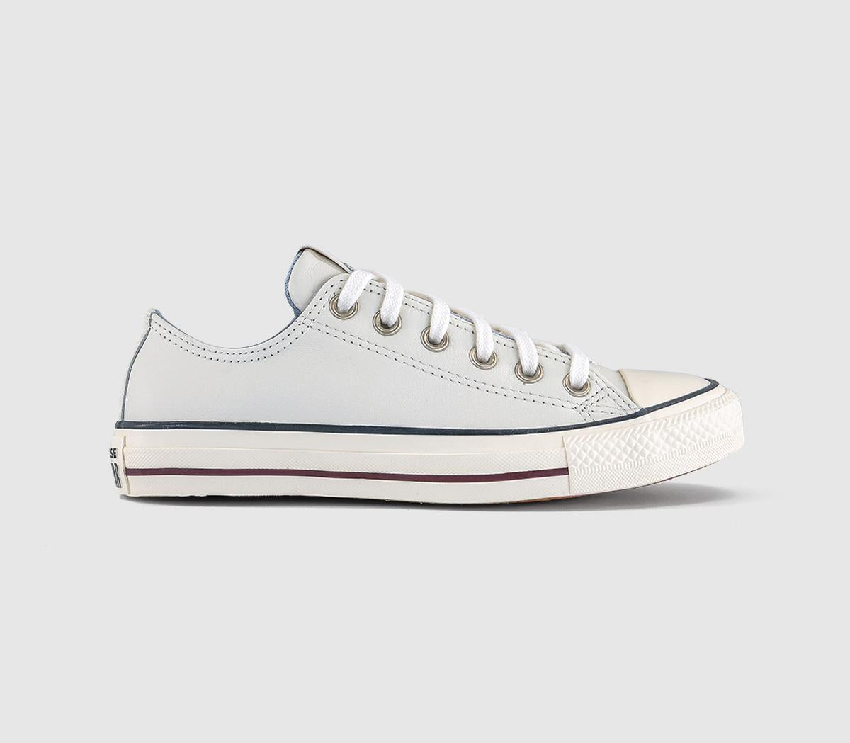 Converse All Star Low Trainers White Converse Egret Deep Bordeaux