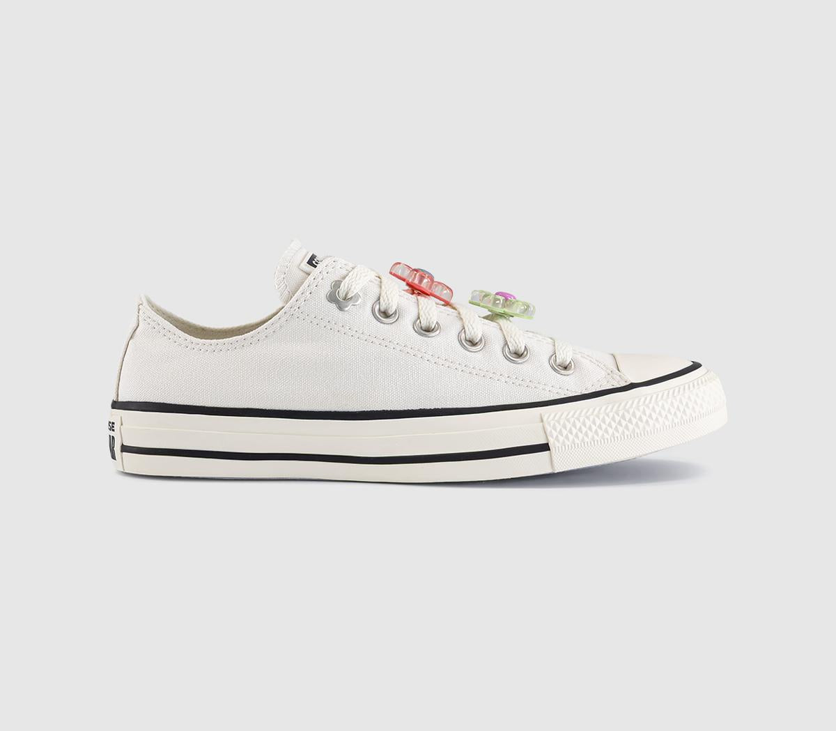 Converse All Star Low Trainers Vintage White Egret Light Shocking