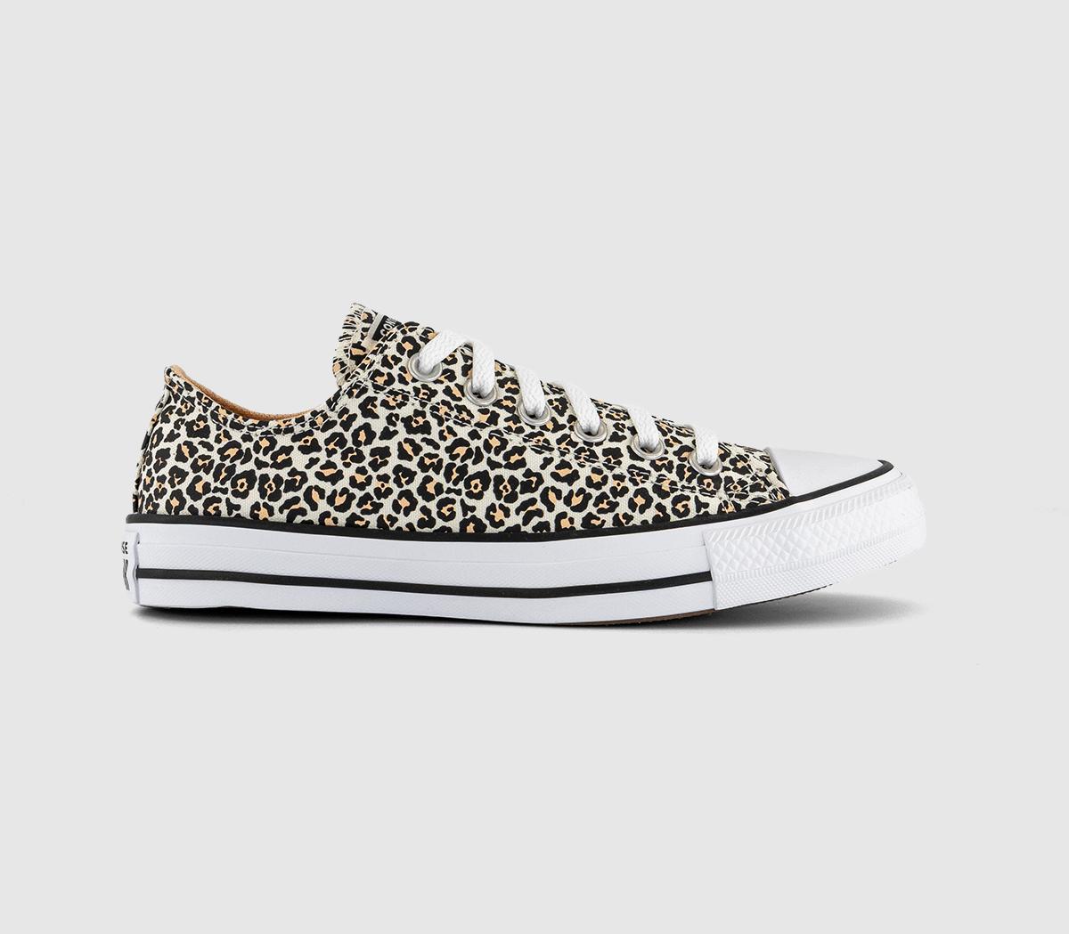 Converse All Star Low Trainers Egret Black Coastal Dune Leopard