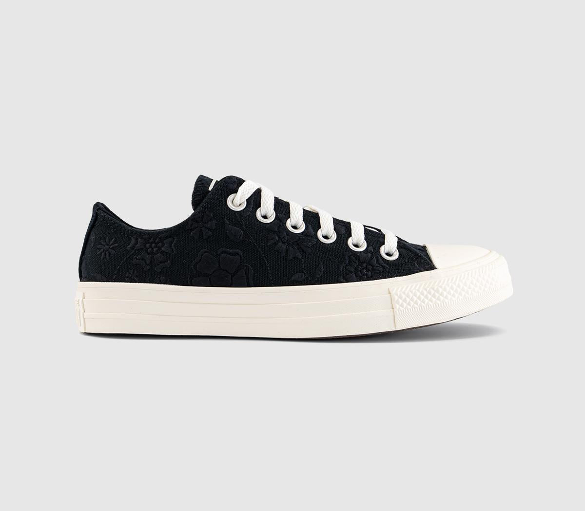 Converse All Star Low Trainers Black Egret Black Flower