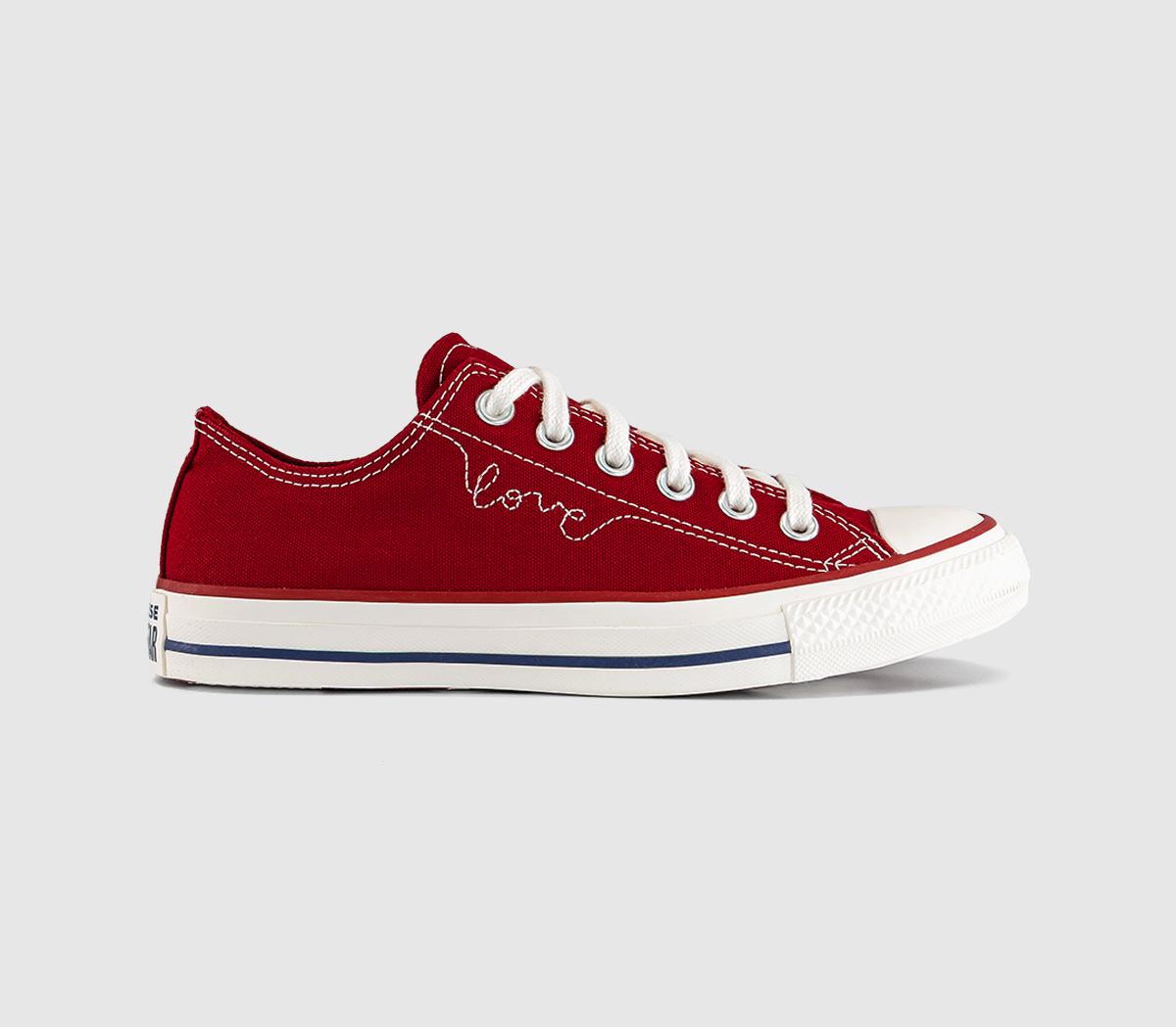Converse All Star Low Trainers Heart Red Egret Navy