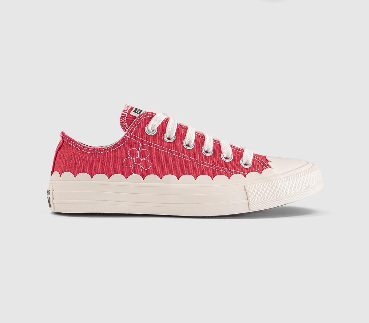 Converse All Star Low Trainers Cherry Balm Egret Egret Scalloped Edge
