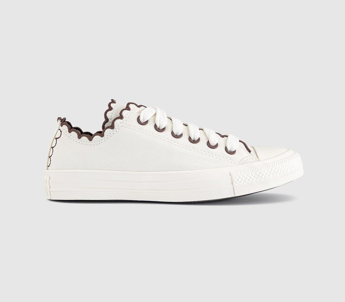 Converse All Star Low Trainers Egret Egret Twilight Blush Scalloped Edge
