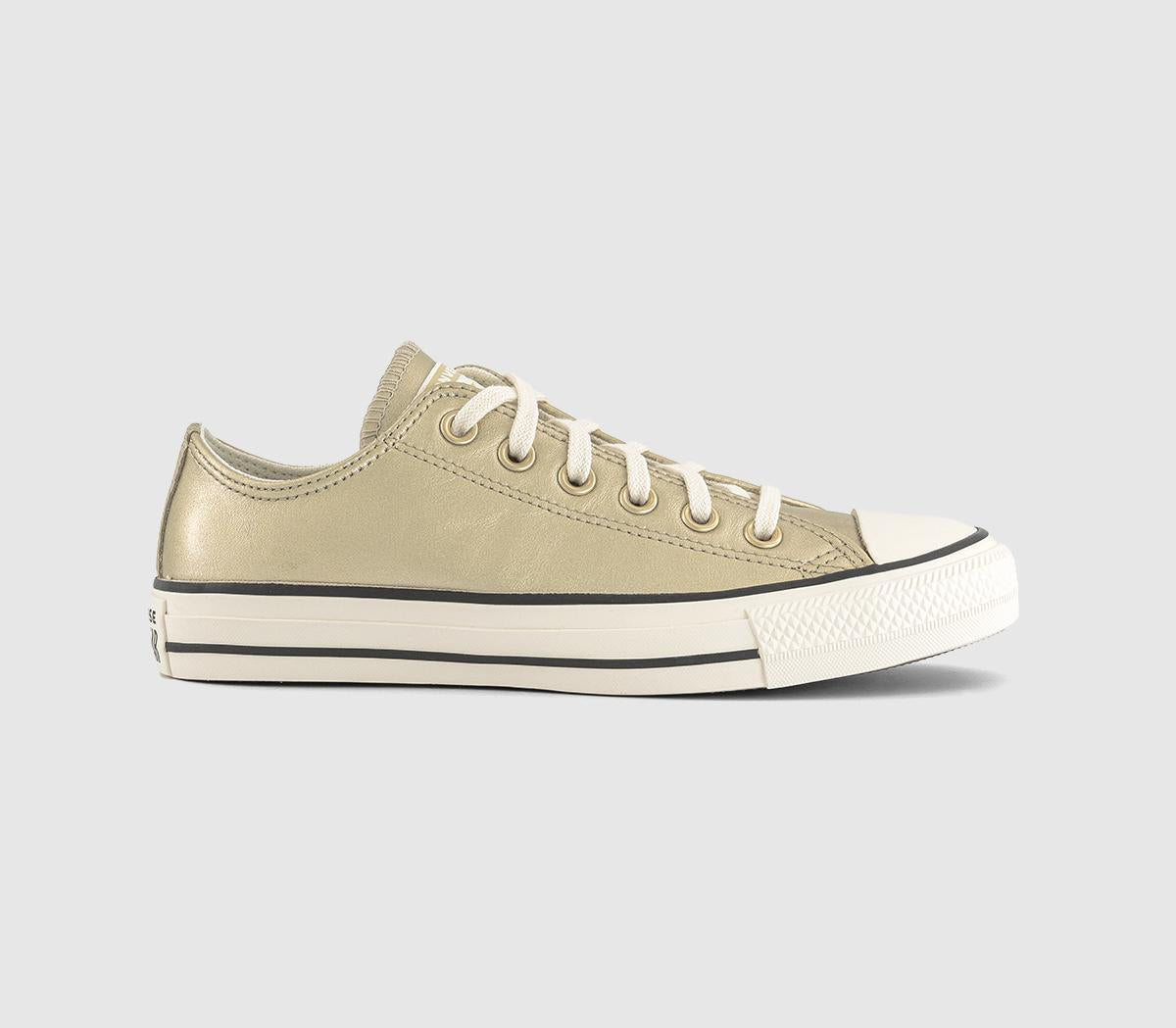  Converse All Star Low Trainers Metallic Light Gold Egret Black Uk Size 6