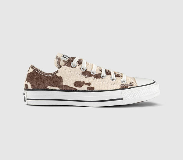 Converse All Star Low Trainers Cow Print Egret Mudguard Black