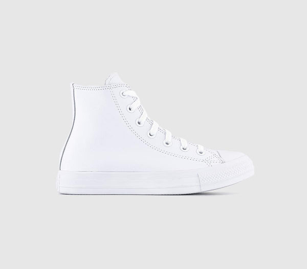 Converse All Star Hi Leather White Mono Leather Uk Size 5