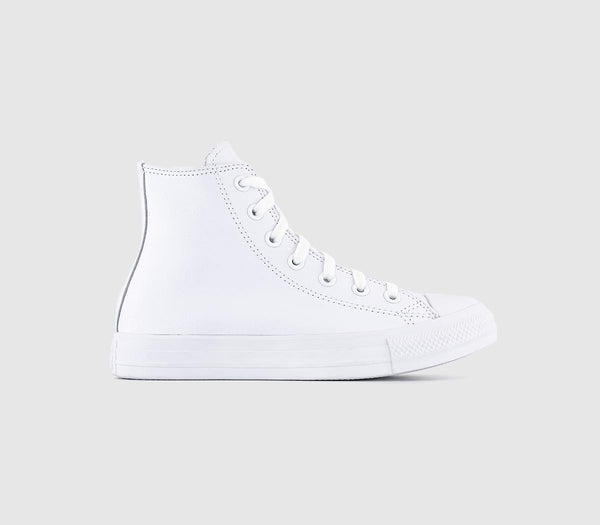 Converse All Star Hi Leather White Mono Leather Trainers