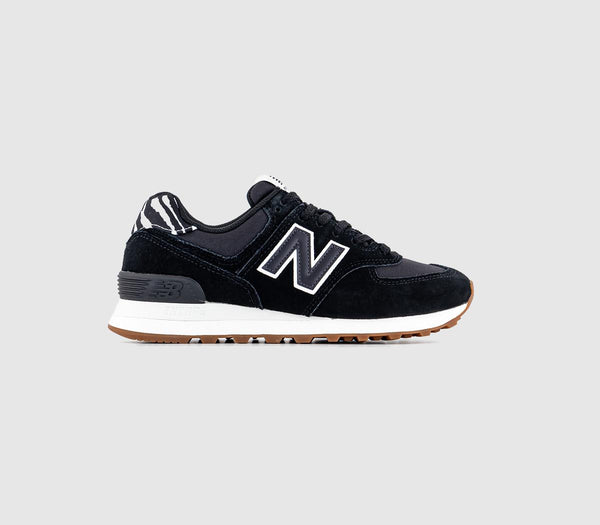 Odd Sizes - New Balance 574 Black White Zebra Gum - UK Sizes Right 6.5/Left 6