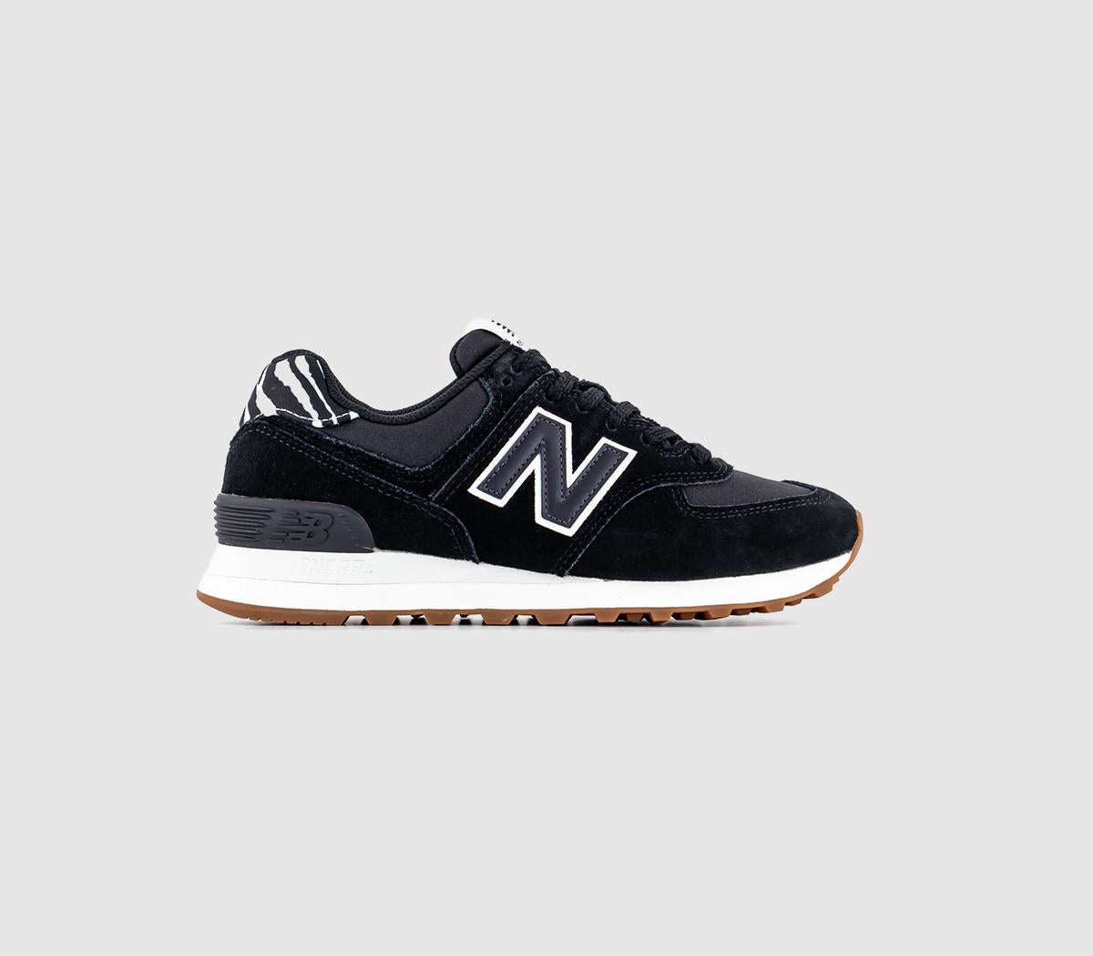 Odd Sizes - New Balance 574 Black White Zebra Gum - UK Sizes Right 5.5/Left 5