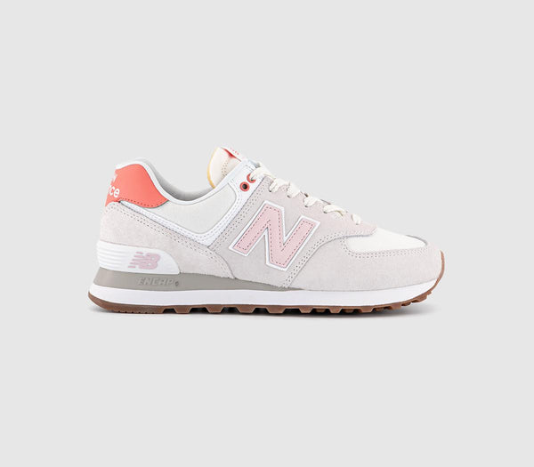  New Balance 574 Trainers White Sea Salt Pink Uk Size 5