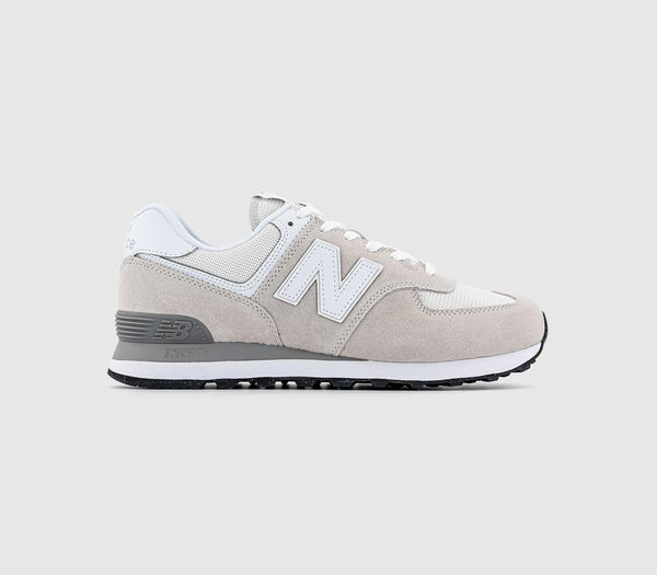 New Balance 574 Light Grey White Black Green Leaf Uk Size 4