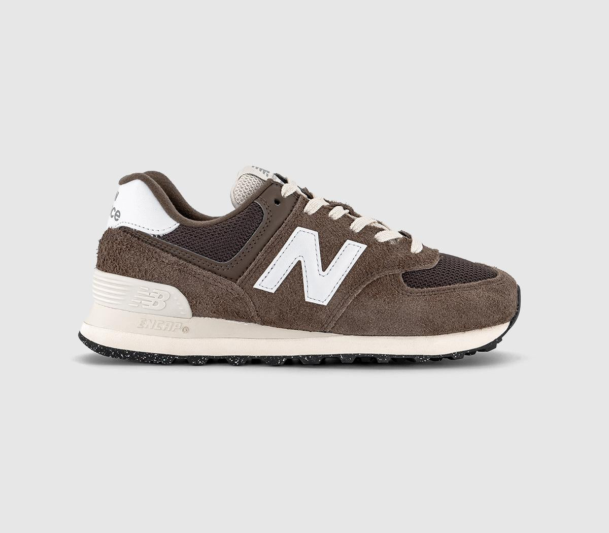 New Balance 574 Trainers Brown Offwhite OFFCUTS SHOES by OFFICE