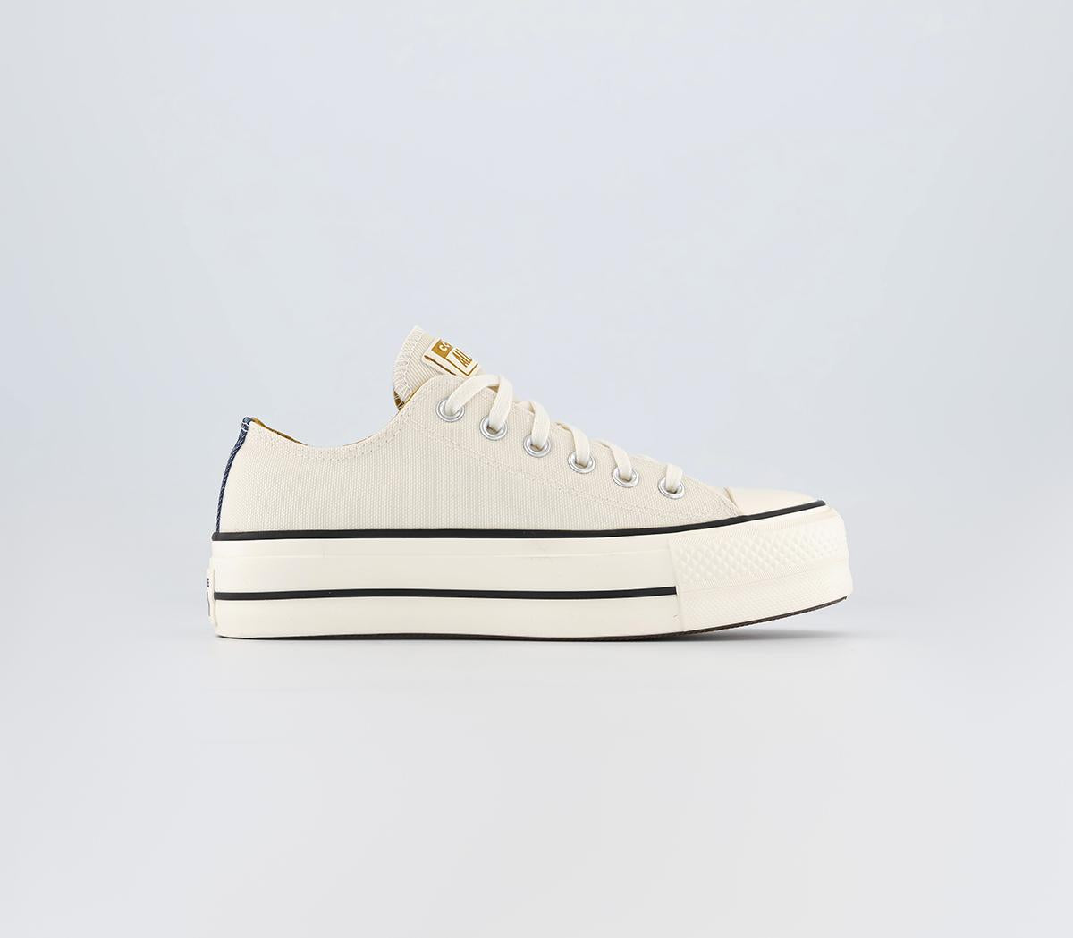 Odd Sizes -  Converse All Star low Platform Egret Navy Burnt Honey - UK Sizes Right 5.5/Left 6