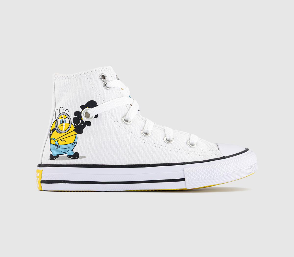 Kids Converse All Star Hi Kids Trainers Minions White Yellow White