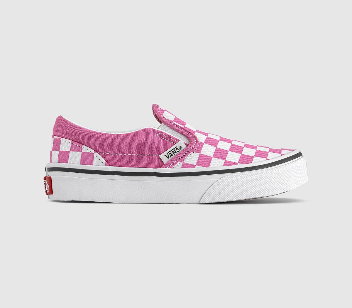 Kids Vans Classic Slip On Trainers Pink Fizz Checkerboard