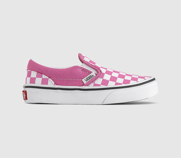 Kids Vans Classic Slip On Trainers Pink Fizz Checkerboard