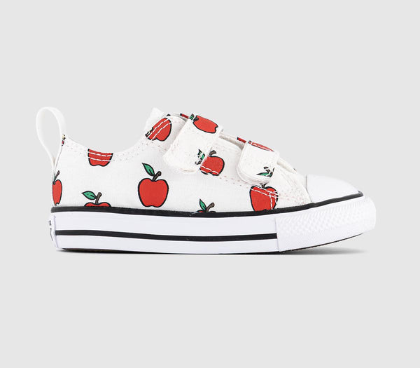 Kids Converse All Star 2vlace Infant Trainers White Red Black