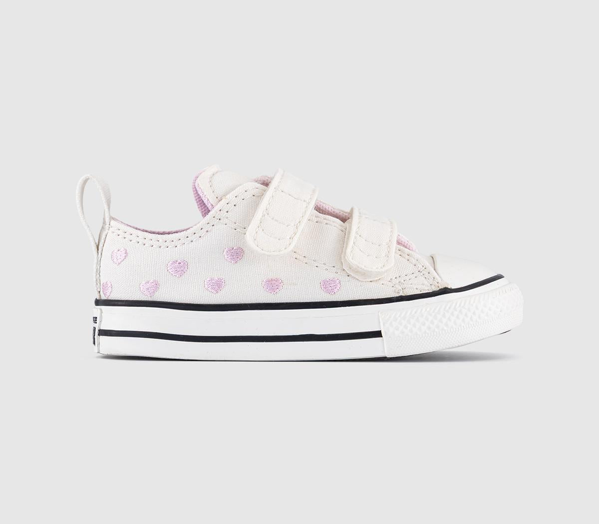 Kids Converse All Star 2Vlace Trainers Vintage White Bloom Heart