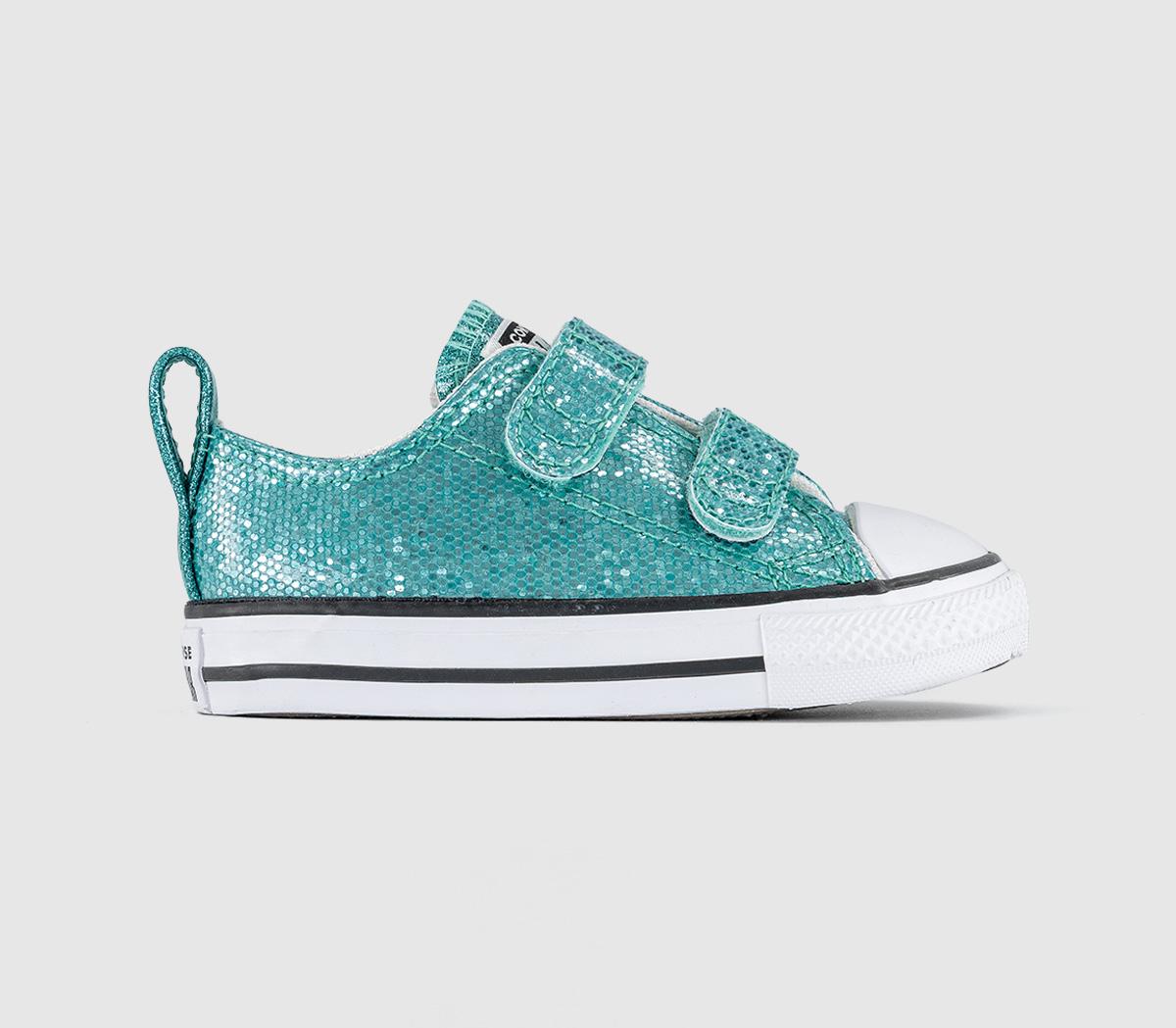 Kids Converse All Star 2VLace Trainers Aqua Mirage White Black