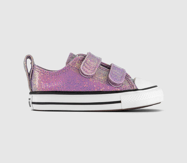 Kids Converse All Star 2vlace Trainers Lilac Glitter