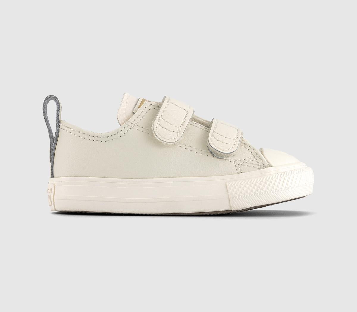 Kids Converse All Star 2Vlace Trainers Egret Metallic Light Gold