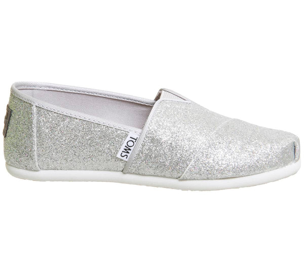 Kids Toms Youth Classics Silver Glitter