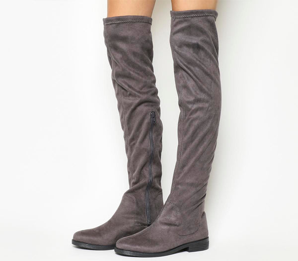 Womens Office Kung Fu Over The Knee Boots Grey