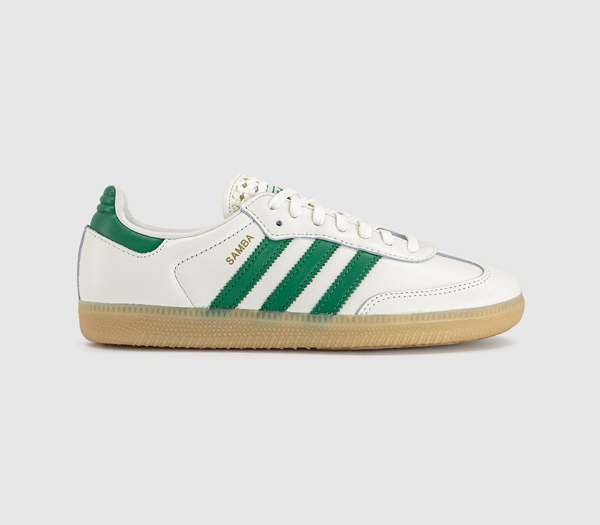 adidas Samba OG Trainers Offwhite Green Gold Metallic