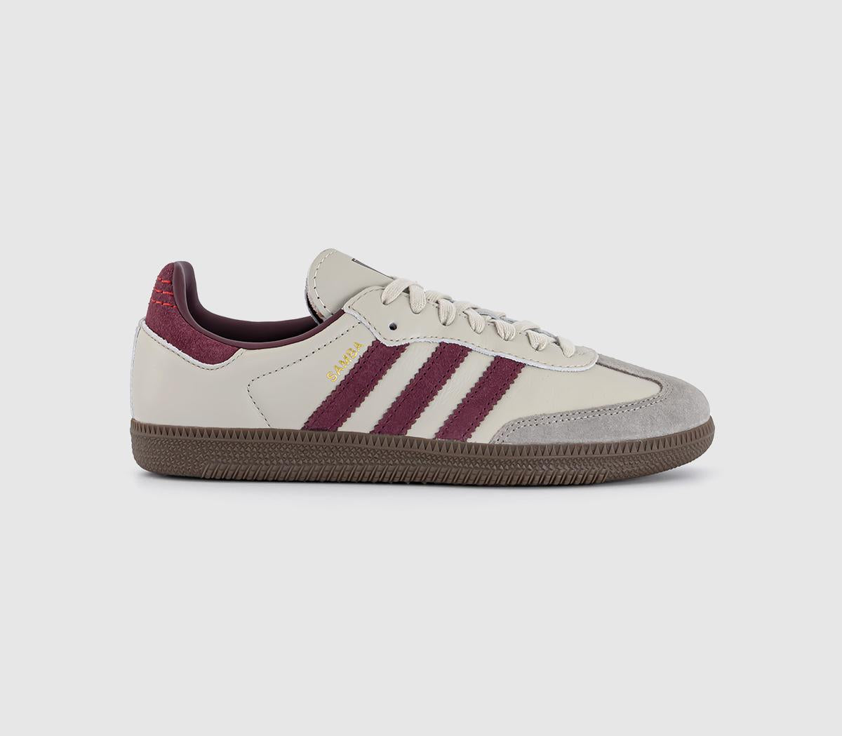 adidas Samba Og Trainers Putty Grey Maroon Gold Metallic