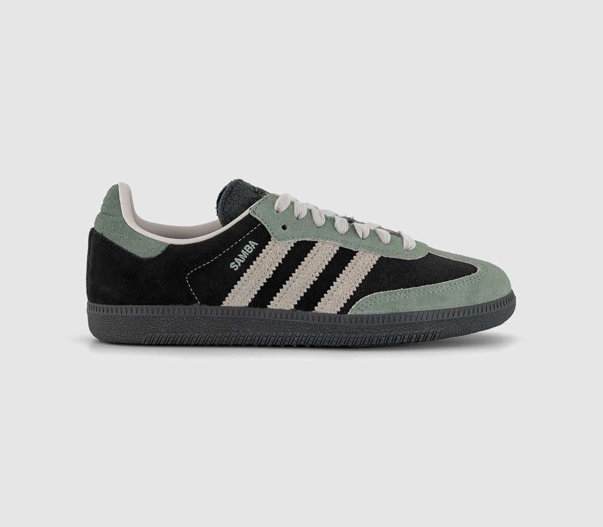  adidas Samba Og Trainers Black Alumina Silver Green Uk Size 5