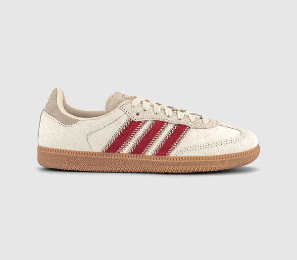 adidas Samba OG Trainers Wonder Beige Cream White Better Scarlet
