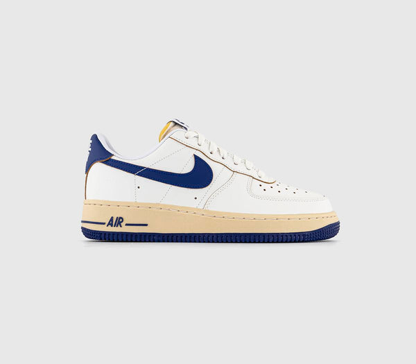 Nike Air Force 1 07 Trainers Sail Deep Royal Blue Pale Vanilla Gold Suede White