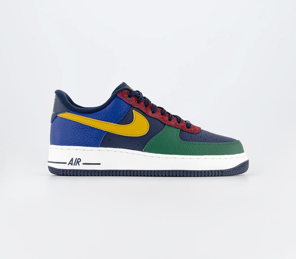 Nike Air Force 1 07 Trainers Gorge Green Gold Suede Obsidian Deep Royal Blue