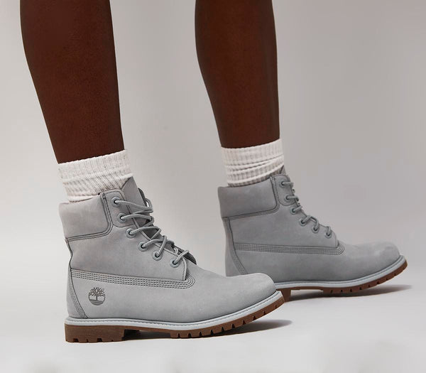 Womens Timberland Premium 6 Boots Light Grey Nubuck Uk Size 6