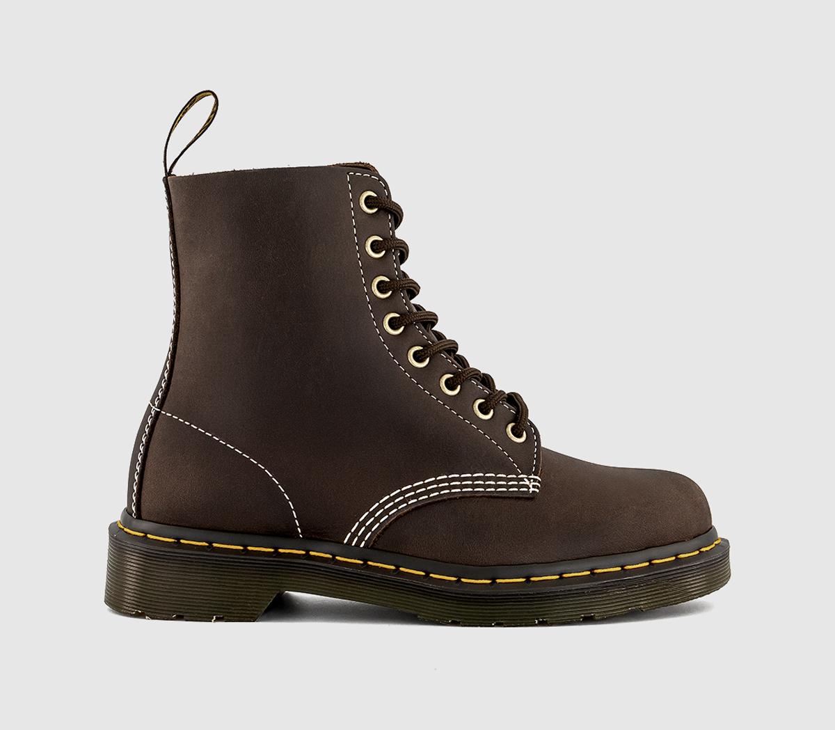 Womens Dr. Martens 8 Eyelet Lace Up Boots Dark Brown Wyoming