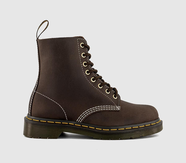 Womens Dr. Martens 8 Eyelet Lace Up Boots Dark Brown Wyoming