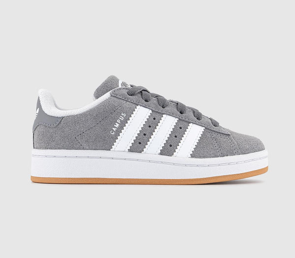 Kids adidas Campus Trainers Grey White Gum