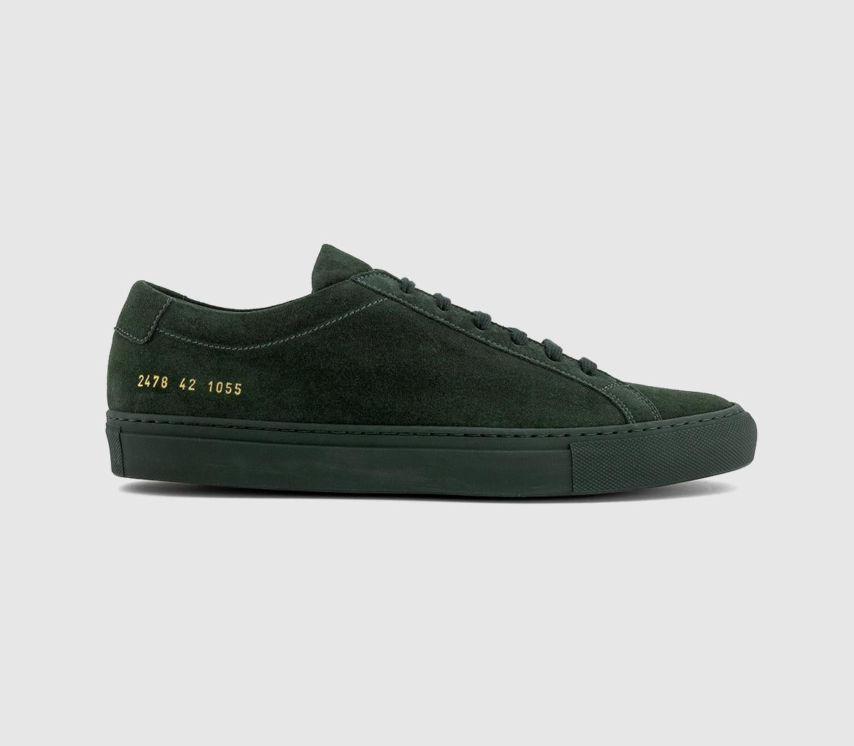Mens Common Projects Achilles Low Trainers Forest Green Suede