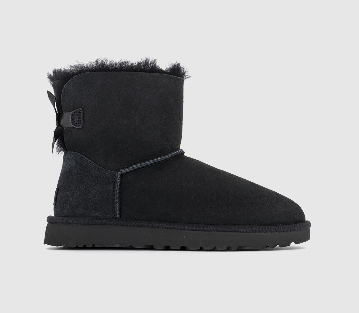 Womens UGG Mini Bailey Bow Black Suede Uk Size 4