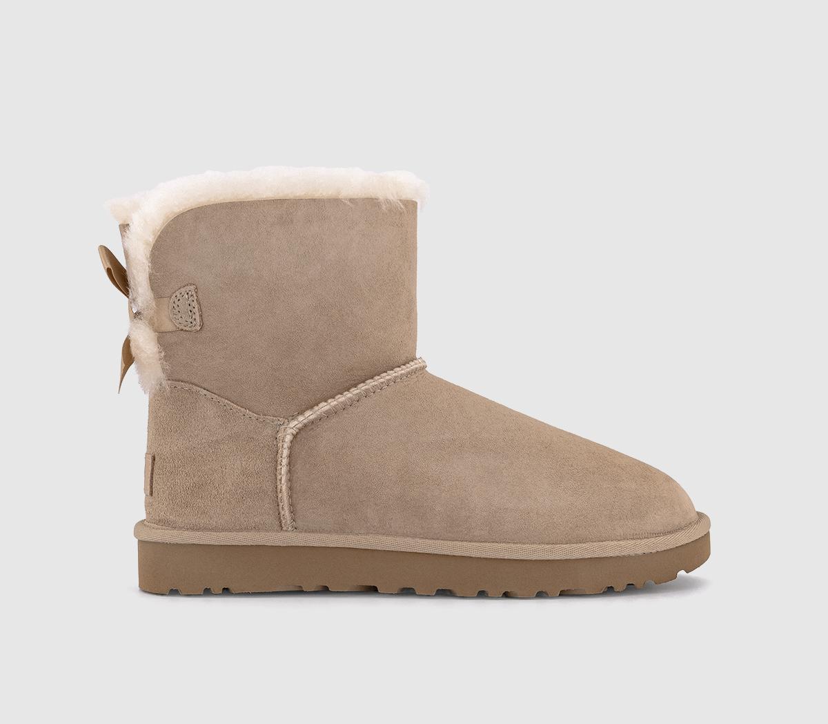Womens UGG Mini Bailey Bow Boots Sand - OFFCUTS SHOES by OFFICE