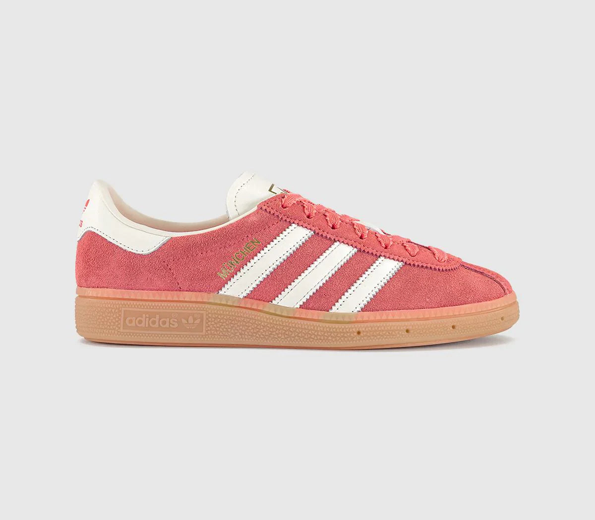adidas Munchen Trainers Semi Flash Red Off White Gum UK Size 4